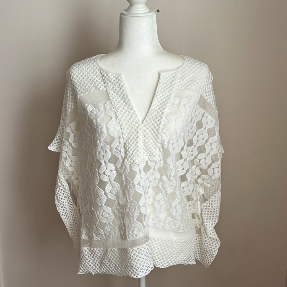 Anthropologie White Lace Poncho - Picture 3 of 9